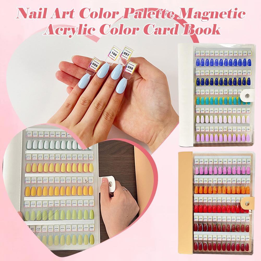QHUDLV Magnetic Nail Swatches Book, 120/180/240 Color Display Book with Tips, Nail Art Sample Storage Organizer for Manicurist Salon Use