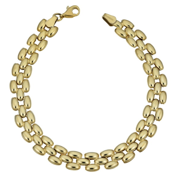 KoolJewelry Real 10k Yellow Gold Panther Link Bracelet (7.5 inch long, 8mm wide)