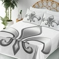 thumbnail image 3 of Ambesonne Medieval Fitted & Top Sheet Set with Shams, Lily Flower, White Grey, 3 of 5