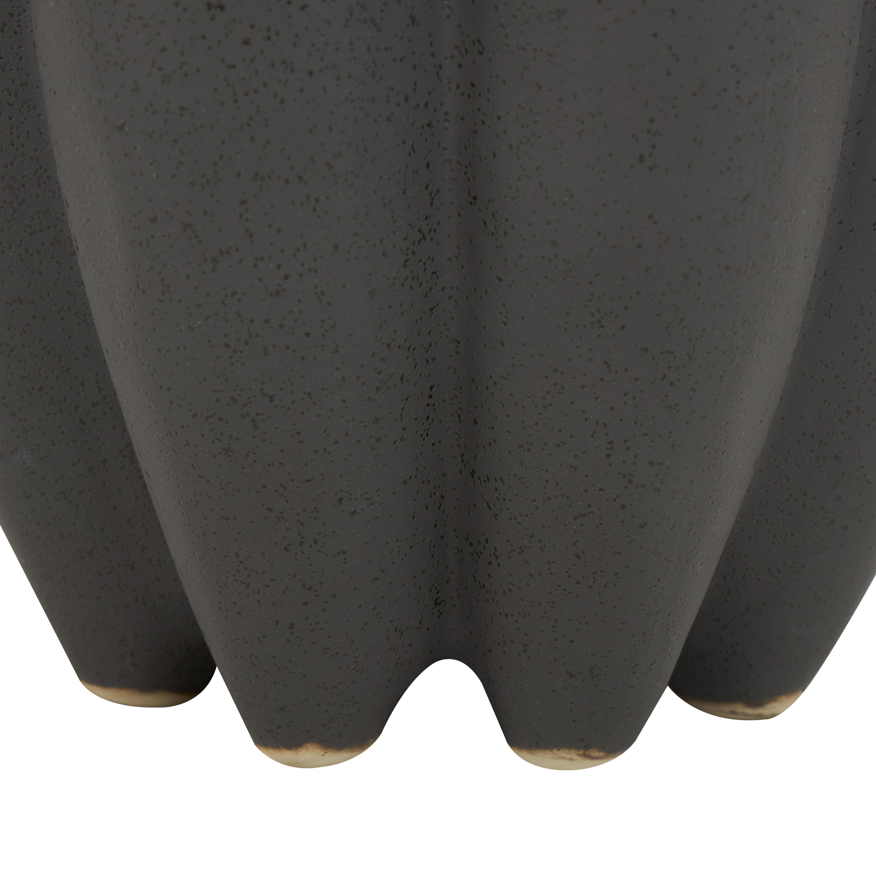 DecMode 15" Speckle Textured Black Ceramic Vase with Tulip Style Opening