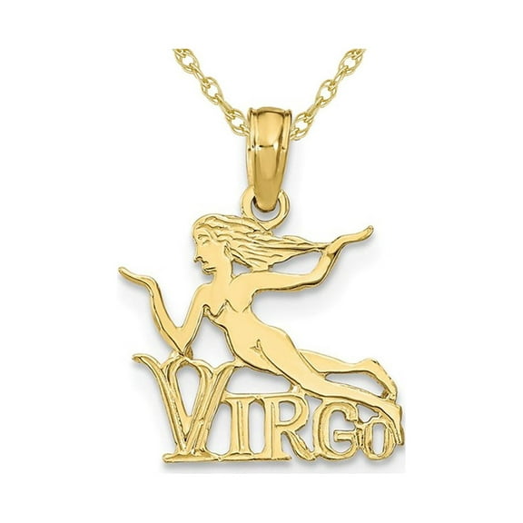 Gem & Harmony 10K Yellow Gold VIRGO Charm Astrology Pendant Necklace with Chain for Women