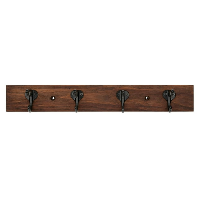 Era Farmhouse 4 Hook Wood Rail, Dark Stain