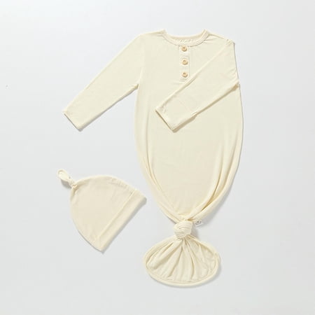 lulshou Baby Romper Newborn Baby Boy and Baby Girl Solid Color Jumpsuit Pajamas Hat Set Rompers Bodysuit on Clearance