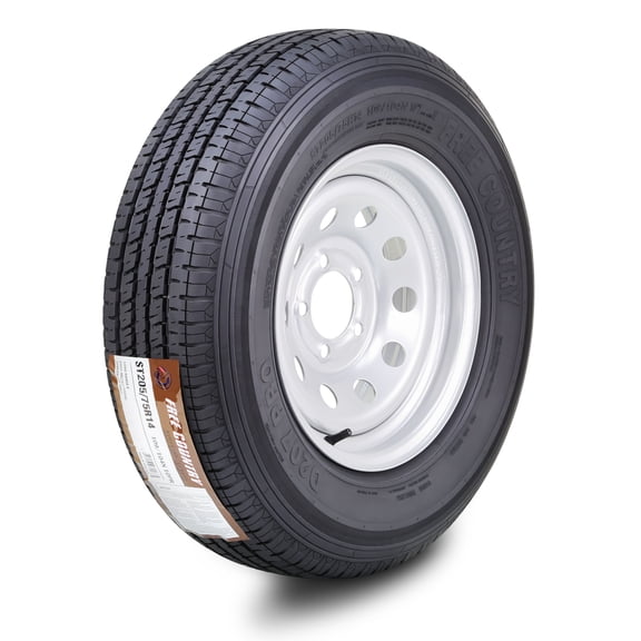 FREE COUNTRY Trailer Tire Wheel Assembly ST205/75R14 10-Ply E 109M Heavy Duty 2270lbs w/ 5 Lug on 4.5" PCD Silver Mod Rim