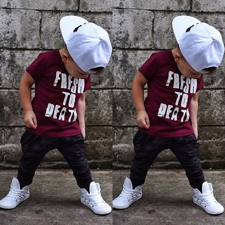 Toddler Kids Baby Boy Clothes T shirt Tops Harem Pants 2PCS Outfits Sets 1-2T