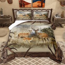 Homewish Safari Deer Bedding Comforter Set 2pcs for Teens,Jungle Wildlife Twin Comforter Sets Microfiber,Retro Tree Branches Breathable Bedding Set,Luxury Bedroom Decor