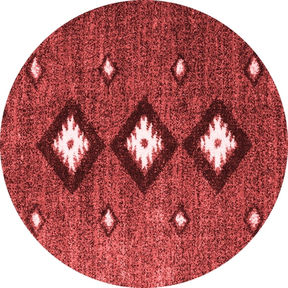 Ahgly Company Indoor Round Abstract Red Contemporary Area Rugs, 4' Round