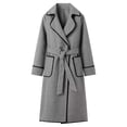 thumbnail image 4 of Long Blend Coat With Belt Warm Winter Trench Overcoat For Ladies Fashion Double Lapel Outerwear Jacket winter clothing for women, 4 of 5