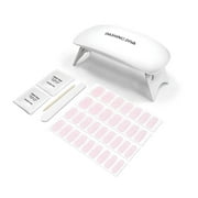 Dashing Diva GLAZE, Starter Kit, Semi-Cured Gel Nail Polish Strips, Powder Pink, Includes 32 Strips and LED Lamp