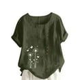 thumbnail image 1 of Vestidos Casuales Para Mujer, Blusas De Mujer De Moda Blusa informal de lino con cuello redondo, manga corta y botones para mujer, 1 of 4