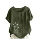 thumbnail image 1 of Vestidos Casuales Para Mujer, Blusas De Mujer De Moda Blusa informal de lino con cuello redondo, manga corta y botones para mujer, 1 of 4