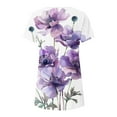 thumbnail image 4 of Raeneomay Summer Tops Curved Hem Flowy Shirts Women's Casual Round Neck Casual Button Printed Short Sleeve Blouse Short Sleeve Round Neck Blouse/Shirt, 4 of 5