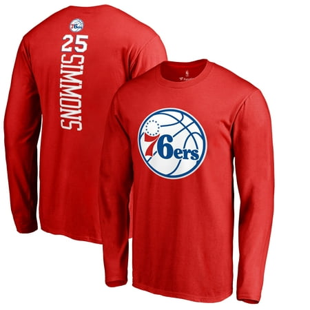 Ben Simmons Philadelphia 76ers Fanatics Branded Team Backer Name & Number Long Sleeve T-Shirt - Red