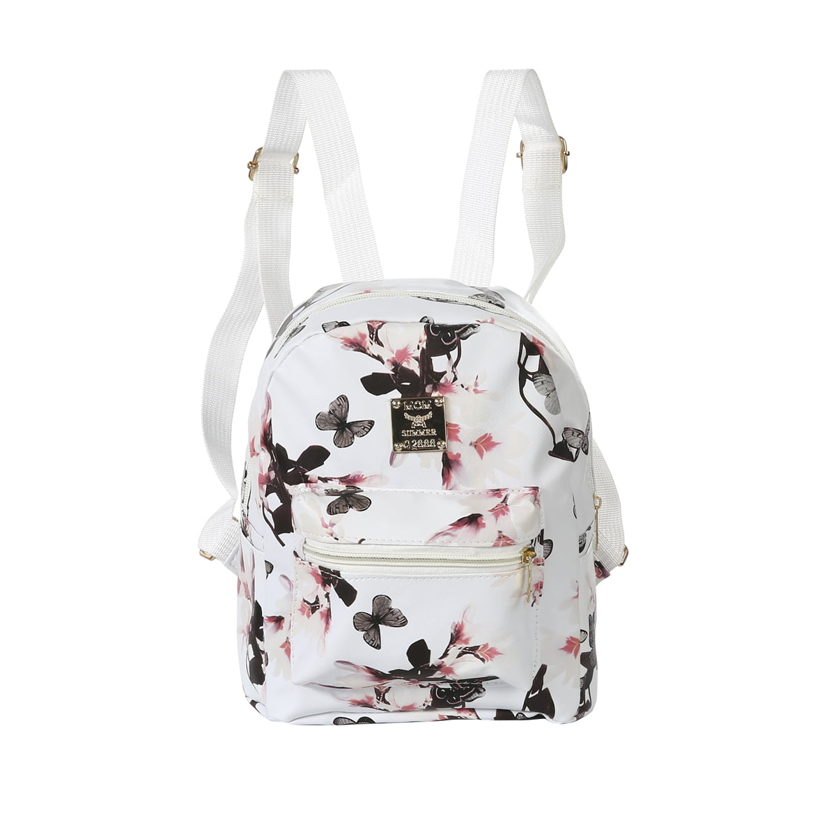 Women Floral Backpack Travel PU Leather Handbag Rucksack Shoulder Schoo hv2n