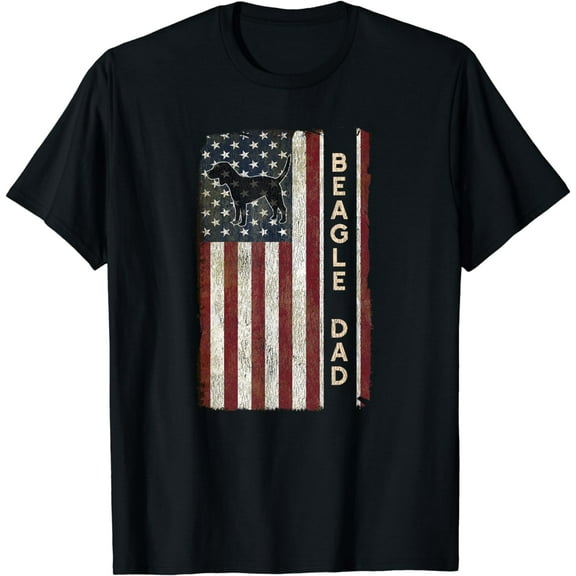 Beagle Dad Dog T-Shirt American Flag Fathers Day Gifts Men