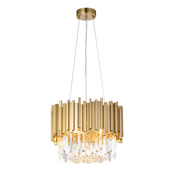 Bethel International Chandelier Gold Stainless Steel & Crystal