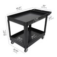 thumbnail image 3 of 2-Shelf Utility Cart - 500 lb Capacity, Rolling Service Cart with 360°Swivel Wheels, Ergonomic Handle for Warehouse, Garage, Manufacturing, Cleaning, Black, 3 of 7