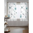 thumbnail image 3 of Turquoise Flowers Curtains 72 Inch Length, Sheer Curtains for Bedroom Living Room Window Farmhouse Spring Botanical Floral Rod Pocket Voile Drapes Kitchen Curtains Small Half Window 52"x72" 2 Panels, 3 of 6