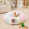 thumbnail image 2 of Soft Plush Cat Tunnel with Cozy Donut Bed - Multi-Functional Hideout/Playhouse for Indoor Cats, Kittens, Rabbits & Ferrets, Large Tube with Peeping Holes for Hide & Seek, Durable Pet Toy, 2 of 12