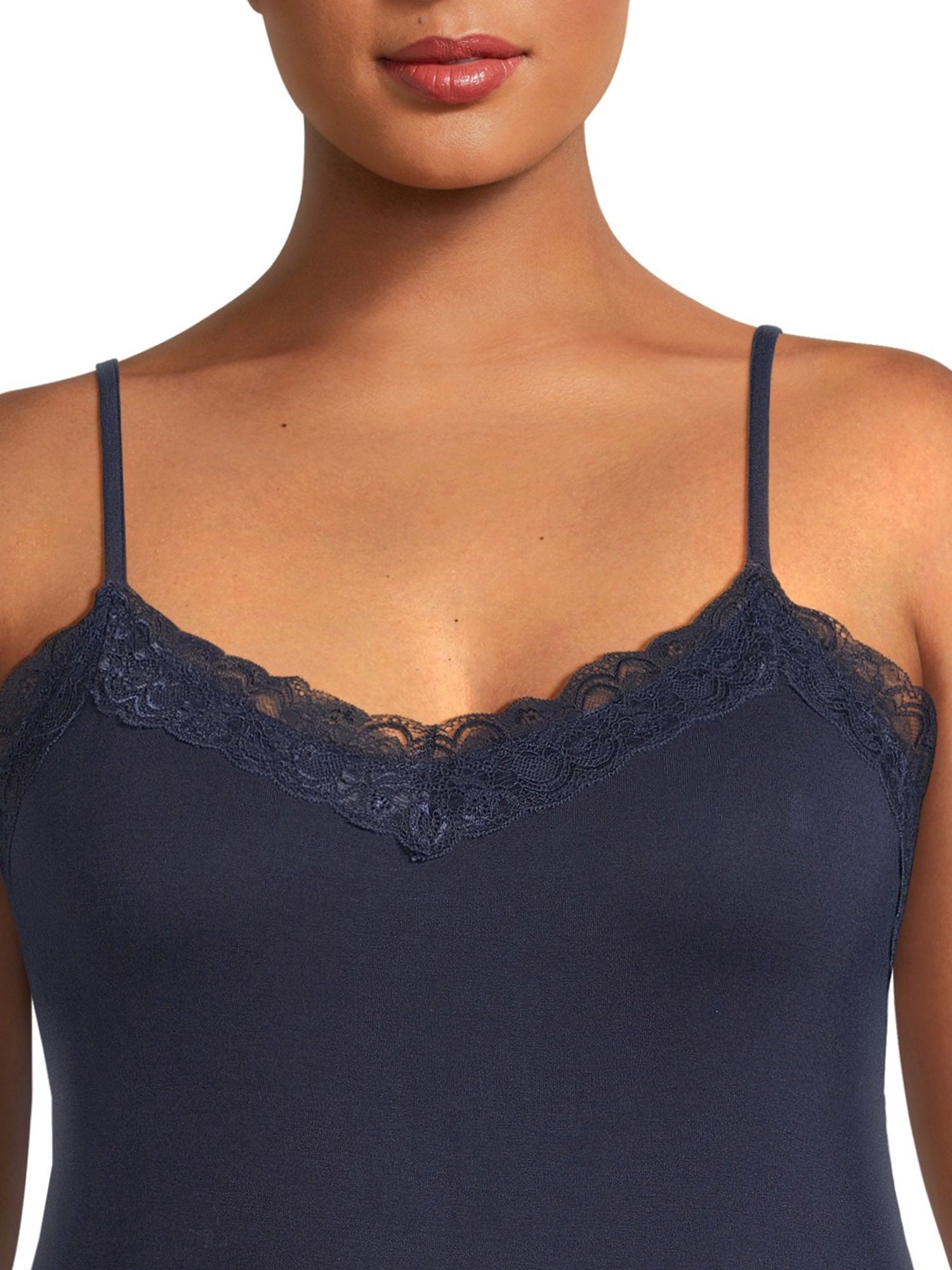 Terra & Sky Women’s Plus Size Lace Trim Cami Tank Top, 2-Pack
