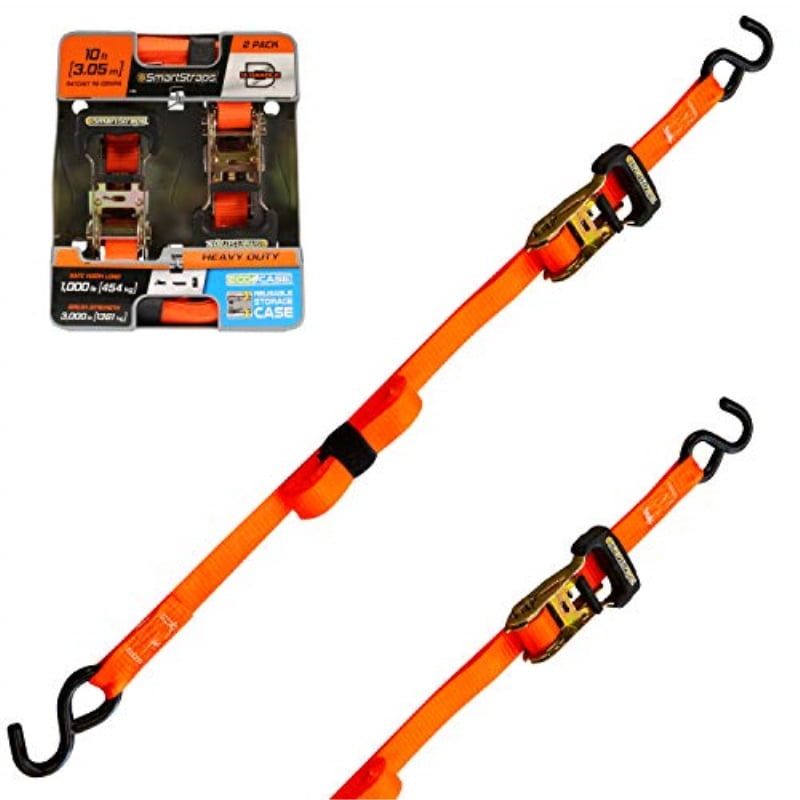 SMARTSTRAPS Ratchet Straps 10ft OR Padded Ratchet HDuty 2pk 3000lb