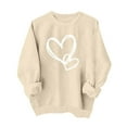 thumbnail image 4 of Sweatshirt for Women Valentine's Day Theme Casual Long Sleeve Crewneck Tops Pullover Athletic Hoodless Comfortable Womens Sweatshirt Beige L, 4 of 4