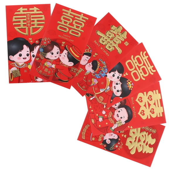 Minkissy 6-Pack Red Wedding Money Envelopes, Elegant and Spacious Design for Cash and Special Celebrations