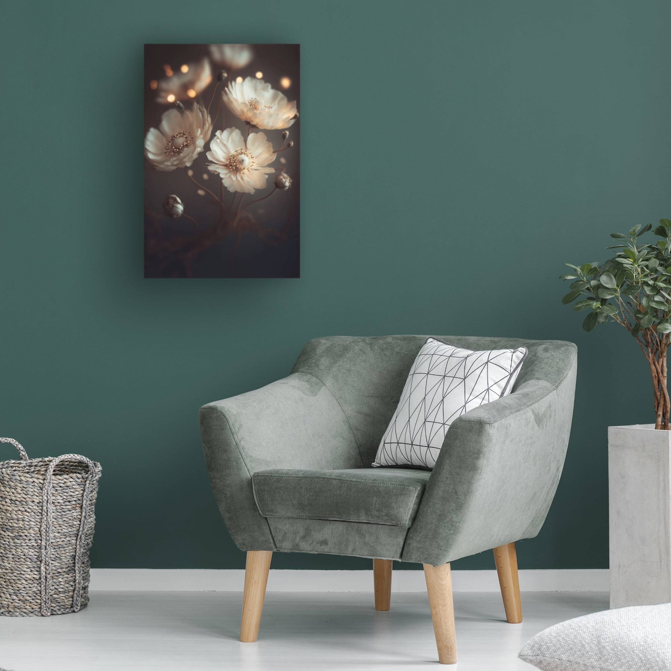 Canvas Wall Art - Treechild 'Creme Beige Flowers' Wall Art for Living Room, Bedroom, or Office D?cor by Trademark Fine Art - 12 x 19 Inches