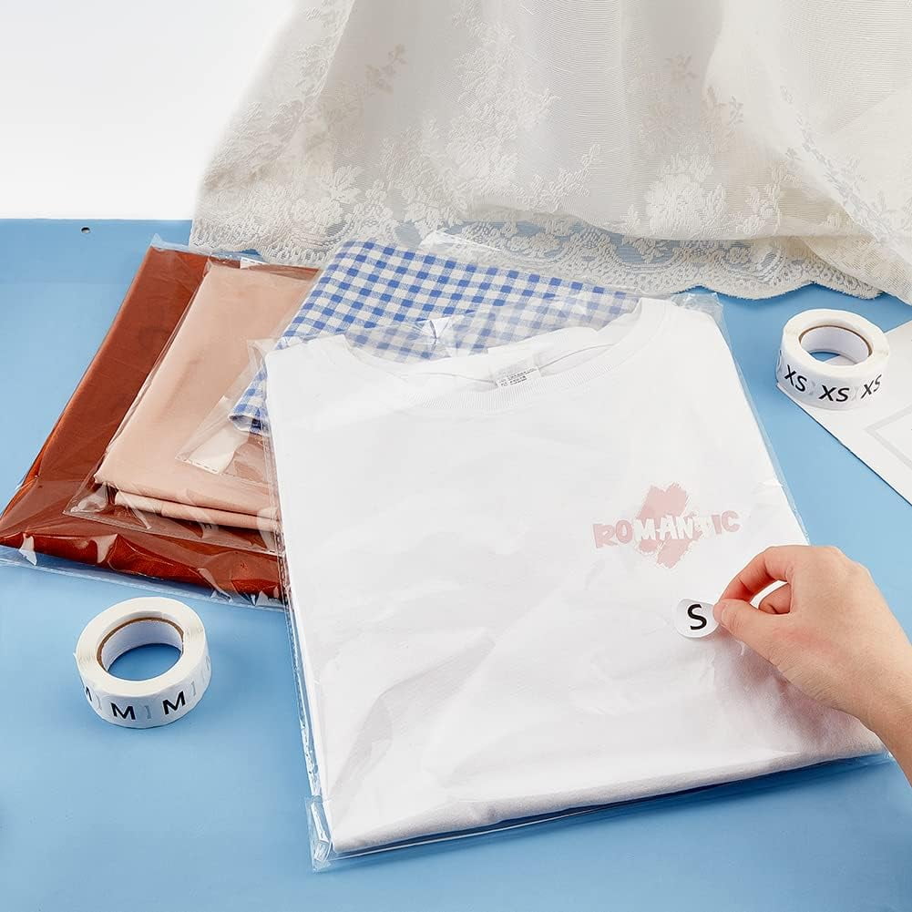 3500Pcs 1 Inch Clothing Size Stickers Labels 7 Size Round Self Adhesive Size Labels Stickers with 100pcs Self Sealing Bags for Clothing T Shirts Skirt Retail Packaging XS S M L XL XXL XXXL