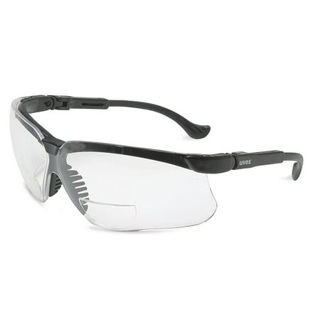 Uvex GenesisÂ® +1.5 Magnification Safety Glasses, Black Frame, Clear Anti-Scratch/Hard Coat Lens (S3761)