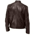 thumbnail image 3 of Rciityk Men Leather Zip Up Jacket Fashion Lightweight Stand Collar Leather Jacket Casual Vintage Cool Long Sleeve Motorcycle Jacket with Pocket, 3 of 4