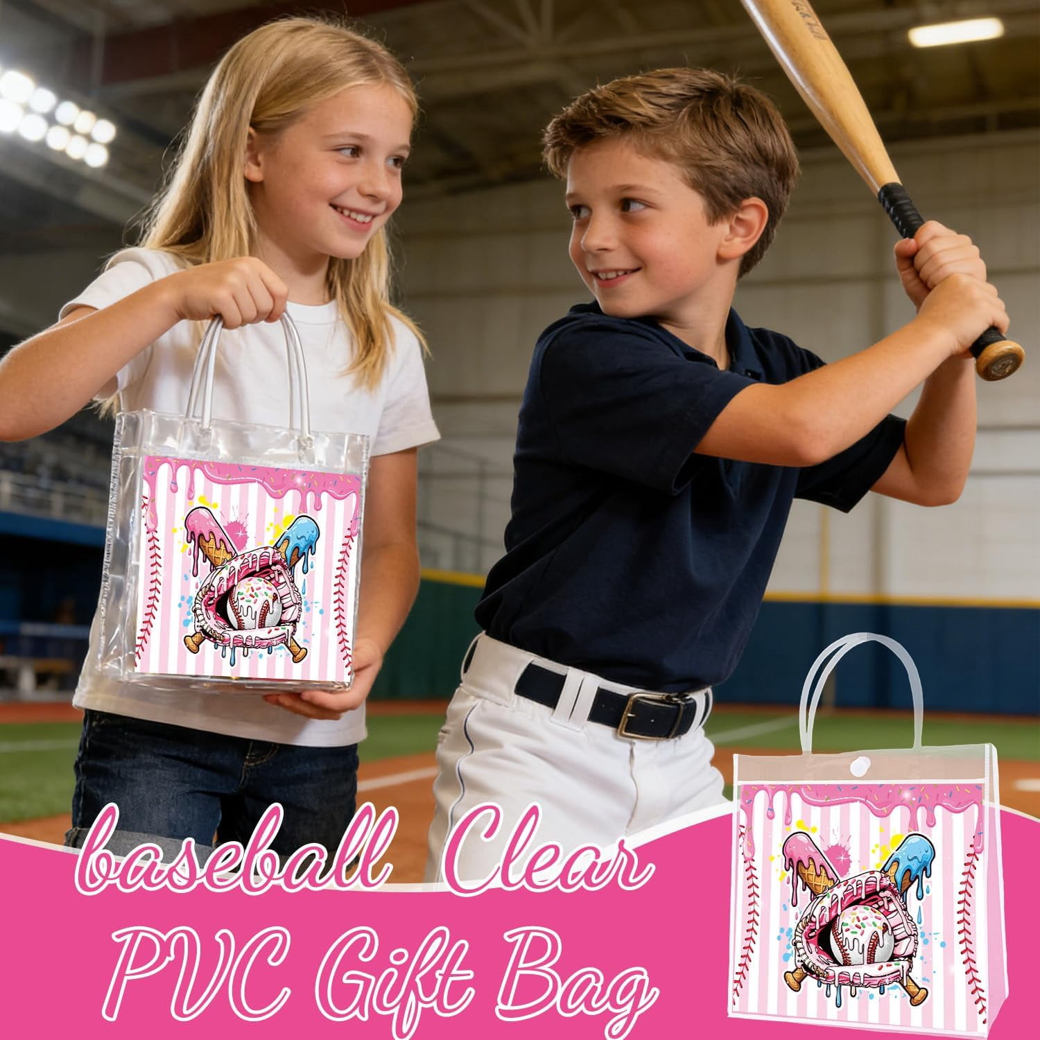Baseball Clear Gift Bags - 20Pcs Baseball Clear PVC Goodie Candy Treat Bags with Handle Summer Sport Themed Handbag for Fans Coaches Team Game Sports Theme Activities Birthday Party Supplies