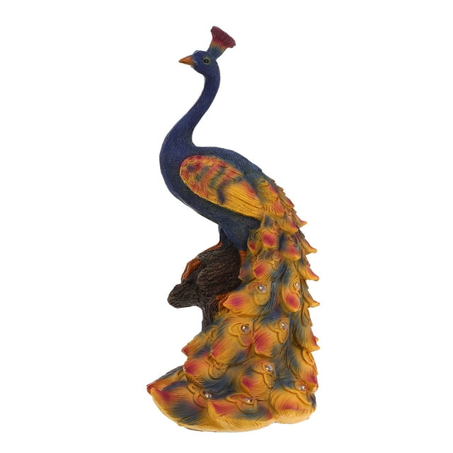 Escena de artesanía de resina, adorno de pavo real, lámpara de jardín de pavo real, decoración de pavo real, estatua pequeña de pavo real