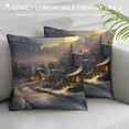 thumbnail image 3 of Orinice Snowy Village Full Moon Street Light Graphic Decorative Cushion Throw Pillow Cover for Home Couch Living Room Bed Sofa Winter Square 1PC 20x20in, 3 of 5