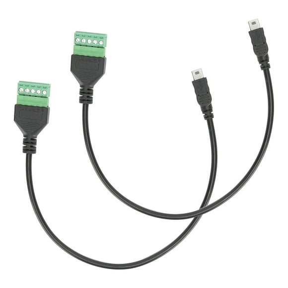 2pcs Mini USB 5 Pin Male to 5 Pin Female Screw Connector Plug Adapter Cable Cord
