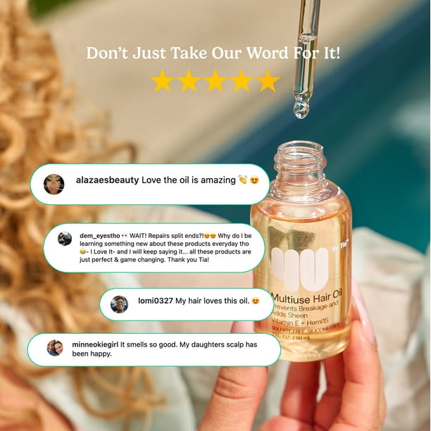 4Uセラム 4U by Tia MultiUse Hair Oil with Vitamin E and Hemi15, 2 fl oz