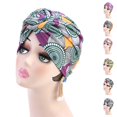thumbnail image 2 of Baohd Turban Musulman Noué pour Femmes Motif Africain Polyester Coton Élastique pour Perte de Cheveux, 2 of 9