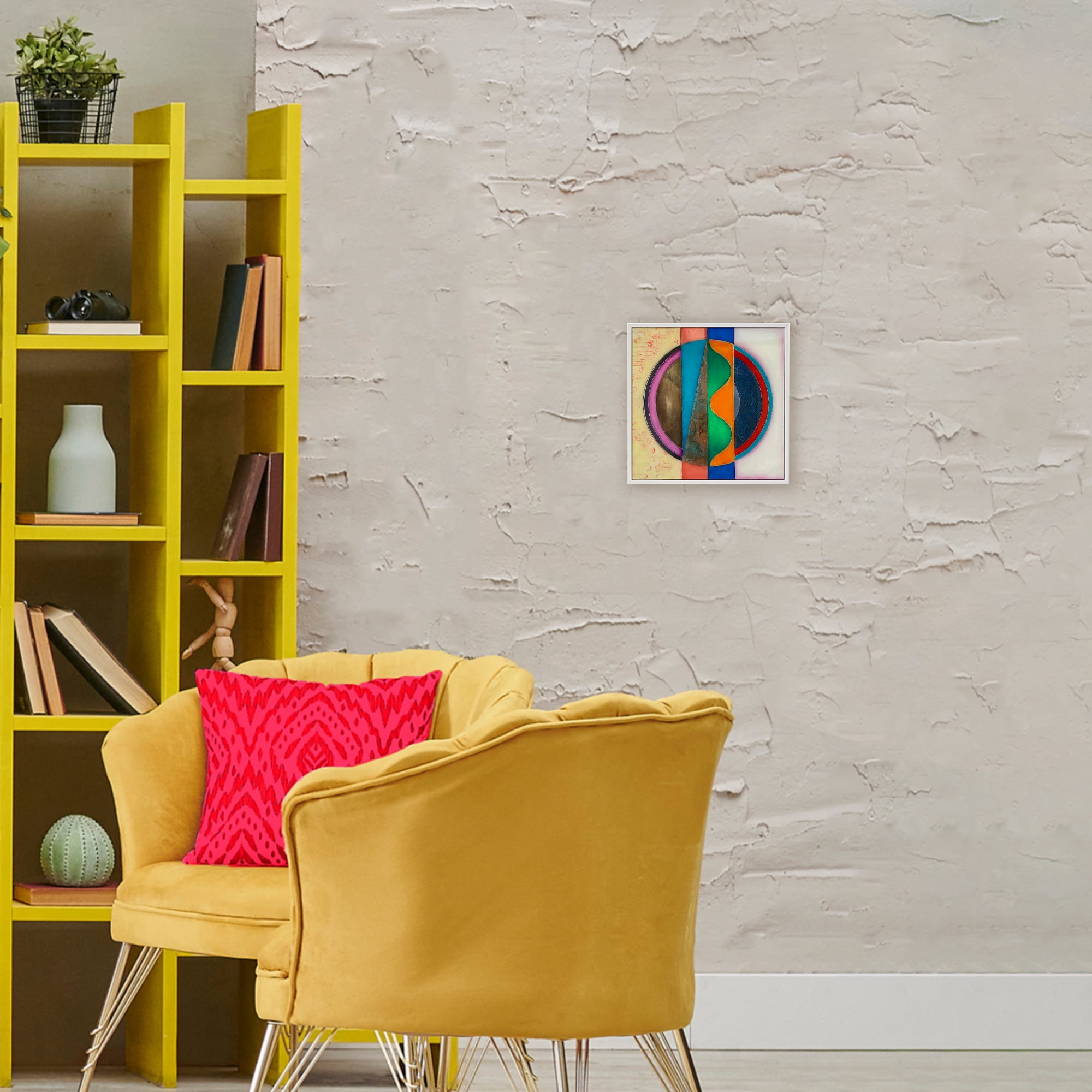 Stupell Industries Circle with Intersecting Waves White Framed Giclee Art, design by Matthew Finger