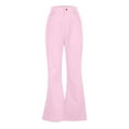 thumbnail image 4 of WTOBBY Men's Relaxed Vintage 70s Bell Bottom Jeans, Stretch Fit Classic Flared Trousers with Retro Leg Design for Casual Stylish Wear, Comfort Denim,Light pink M, 4 of 4