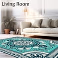 thumbnail image 2 of ODIKA 4'x6' Machine Washable Non-Slip Area Rug, Serene Waves Medallion Vintage Contemporary Elegant High Traffic Rug with Pad, Blue, 524389, 2 of 8