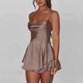 thumbnail image 3 of Women's Sexy Backless Satin Mini Dress Layered Ruffle Hem Tie Back Graduation Dress, 3 of 9