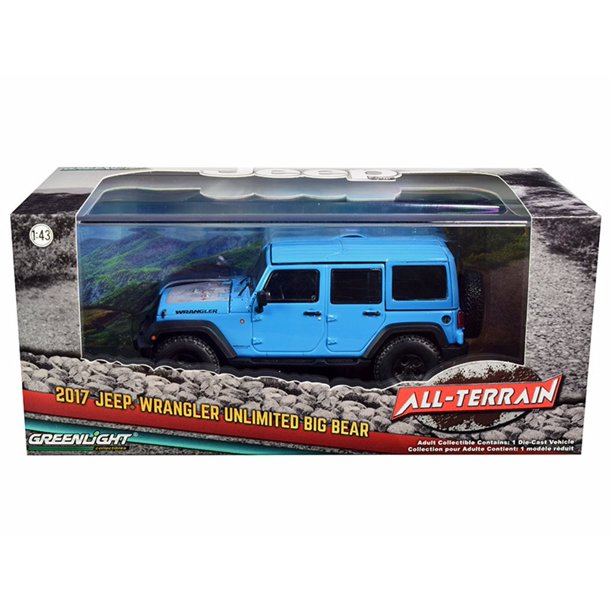 17 Jeep Wrangler Unlimited Chief Big Bear Bright Blue Greenlight 1 43 Scale Diecast Model Toy Car Walmart Com