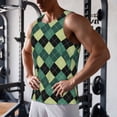 thumbnail image 5 of Picia Green Squares Printed Men’s Performance Tank, Men's Workout Tank Top Moisture-Wicking Tank Top Muscle tee, Breathable Workout Shirt-XX-Large, 5 of 7