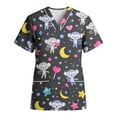 thumbnail image 2 of Womens Scrubs V-Neck Short Sleeve Cartoon Animals Print Scrub Tops Breathable Medical Working Shirts, 2 of 5