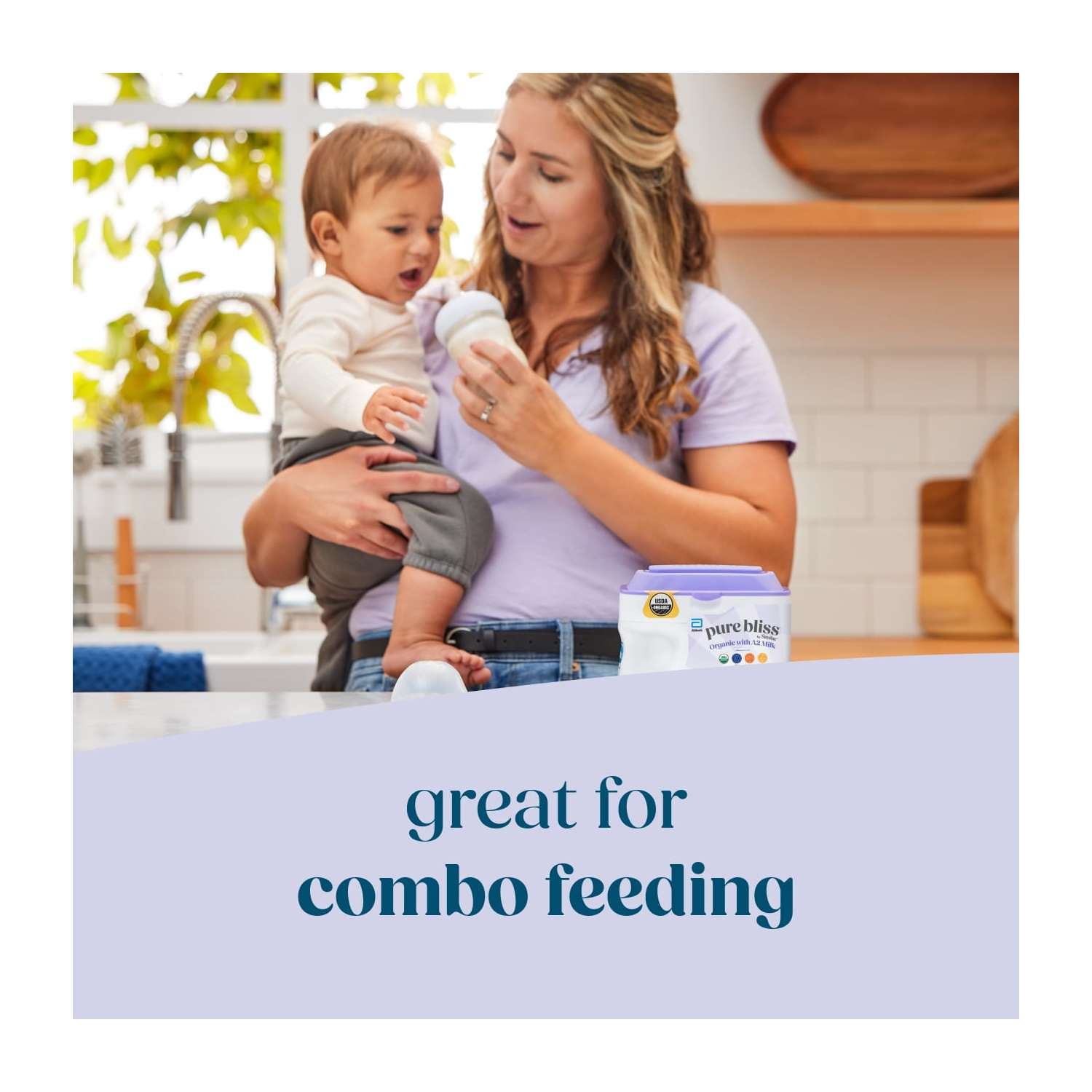 Pure Bliss by Similac Organic with A2 Milk Powder Baby Formula, Easy to Digest, 20.6-oz Tub