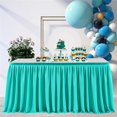 thumbnail image 1 of wonima02 Peacock Blue Table Skirt for Rectangle Tables 9ft, Wrinkle Resistant Pleated Ruffle Table Cloth for Banquet,Wedding,Trade,Baby Shower,Display Gift Dining, 1 of 1