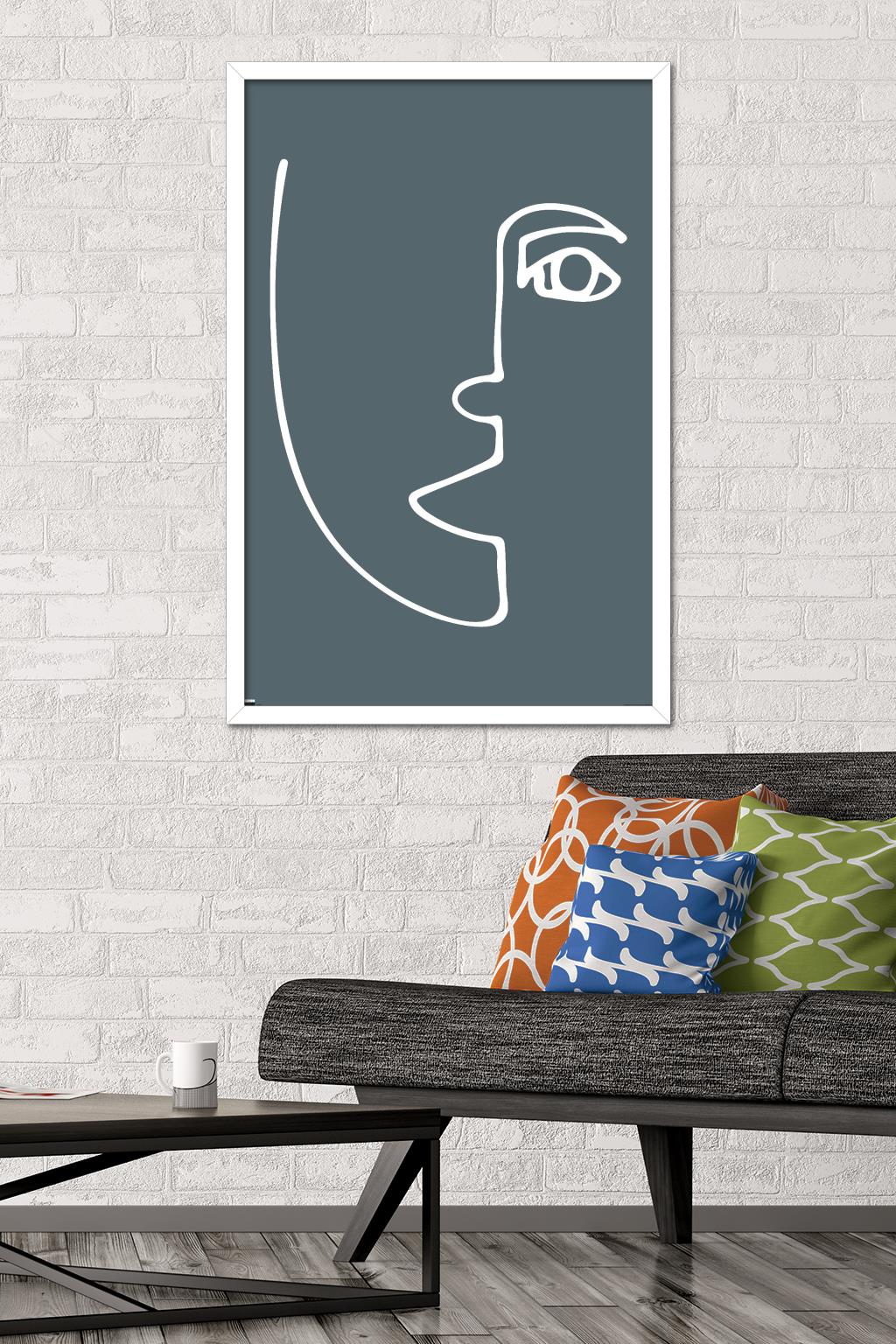 Line Art - Face Wall Poster, 22.375" x 34", Framed