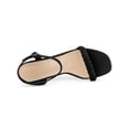 thumbnail image 4 of BLISSFUL STEP Women's Sandals Block Heels Slingback Buckle Woven Sandals Black 9, 4 of 7