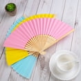 thumbnail image 6 of 20pcs Colorful Hand Fans for Women Summer Foldable Wooden Paper Fan Practical Cooling Tool Children Painting Fan for Party Church Wedding DIY Decoration Dancing Performance, 6 of 7