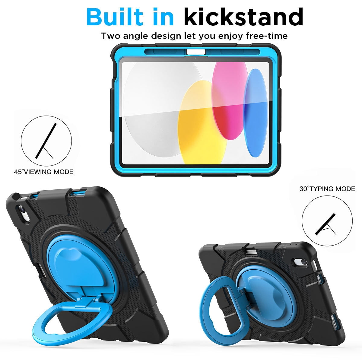 AICase For Apple iPad (A16) 11th Generation 11 Inch 2025 Case Shockproof Rugged Cover Heavy Duty 360 Rotating Protective Kickstand Cover Built-in Pencil Holder +Screen Protector